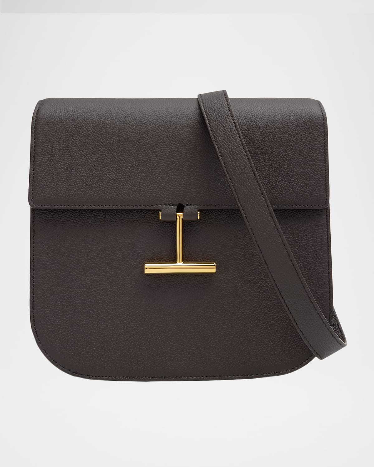 Tom Ford Tara Medium Crossbody In Grained Leather With Leather Strap In Brown