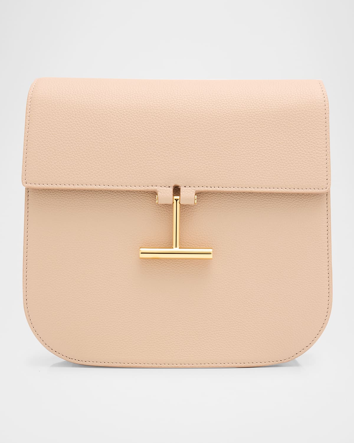 Tom Ford Tara Medium Crossbody In Grained Leather With Leather Strap In Light Beige