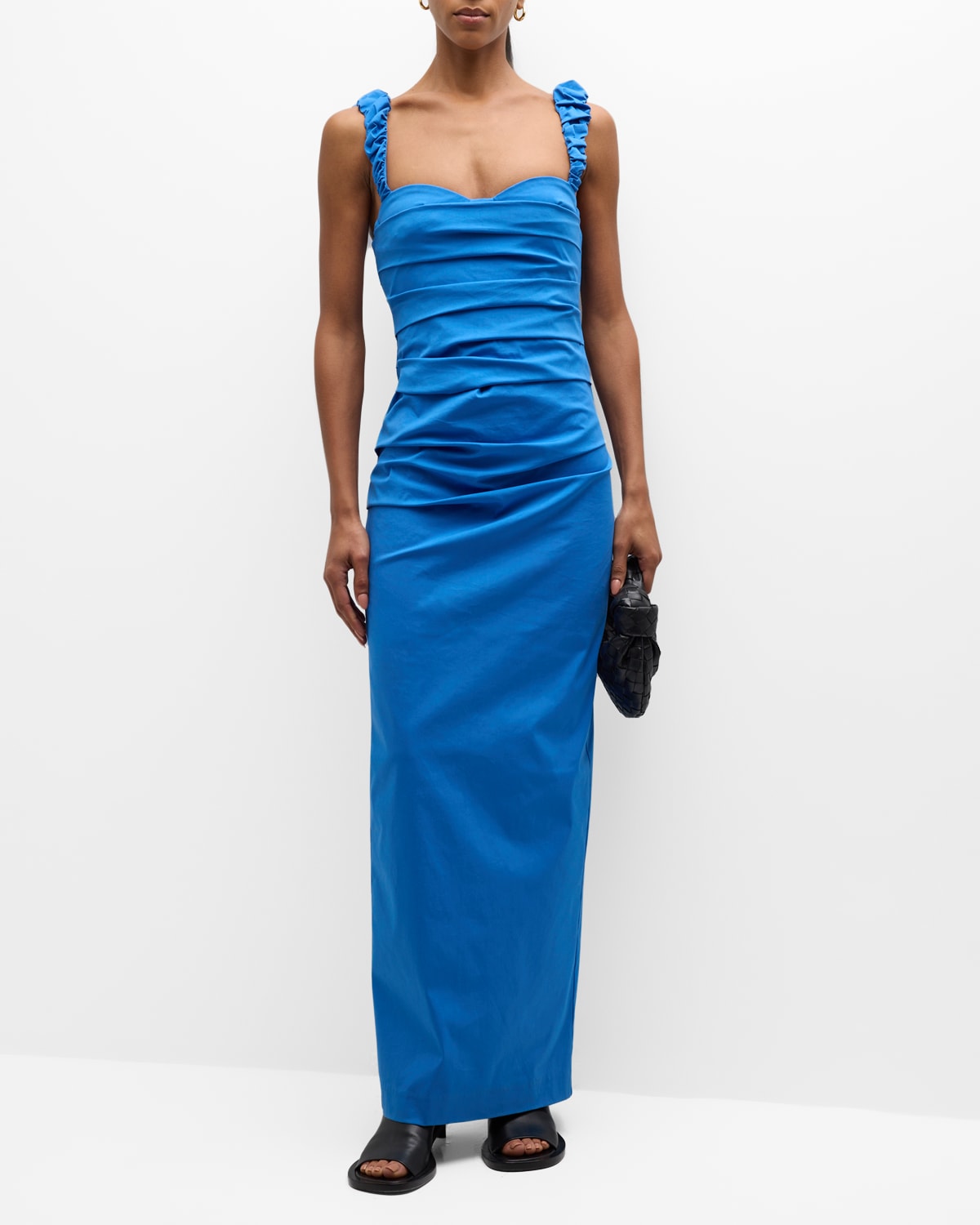 Shop Sir Azul Gathered Balconette Gown In Cobalt