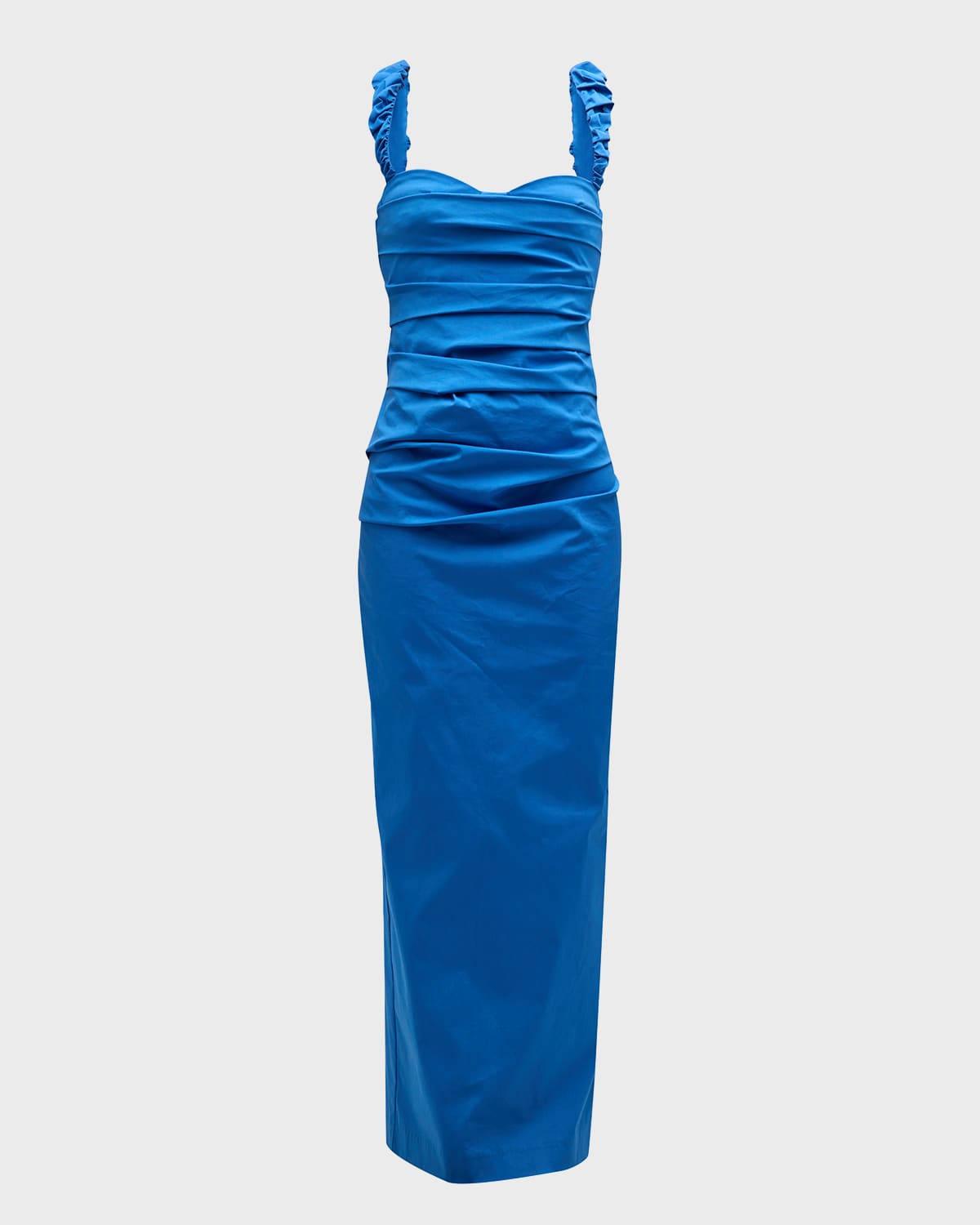 Sir Azul Gathered Balconette Gown In Cobalt