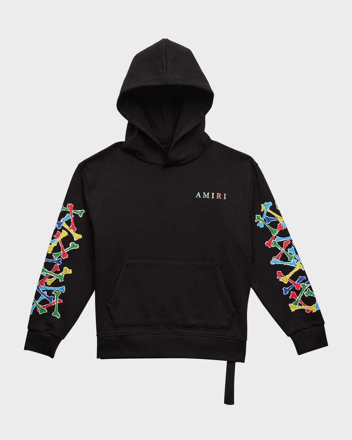 Amiri Kid's Bones Scribble Cotton Hoodie In Black