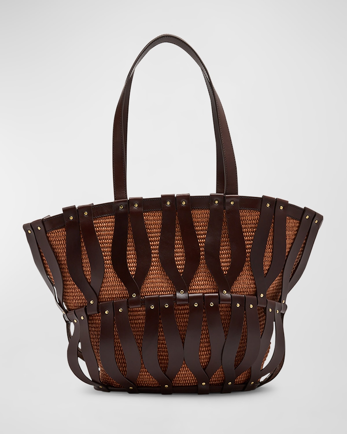 Indra Large Caged Straw Tote Bag