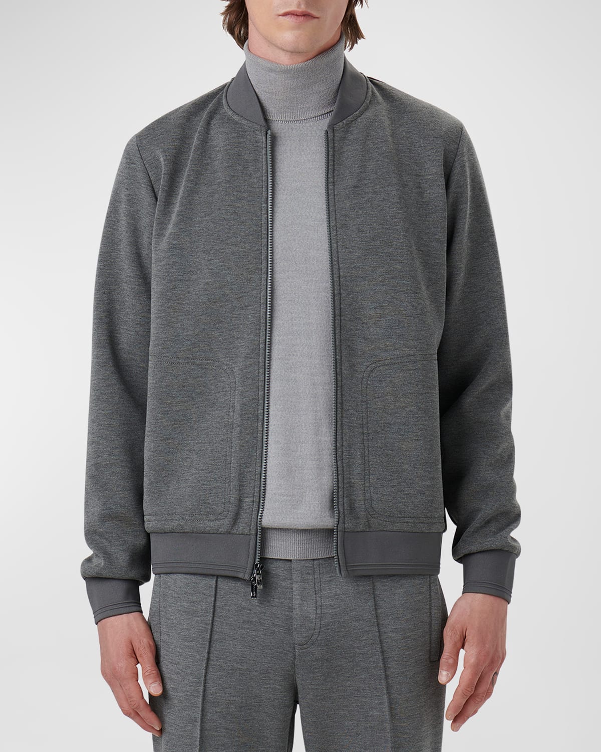 Shop Bugatchi Men's Soft Touch Knit Bomber Jacket In Anthracite