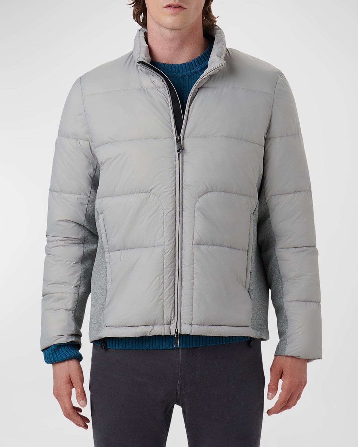 Shop Bugatchi Men's Quilted Bomber Jacket With Stowaway Hood In Cement