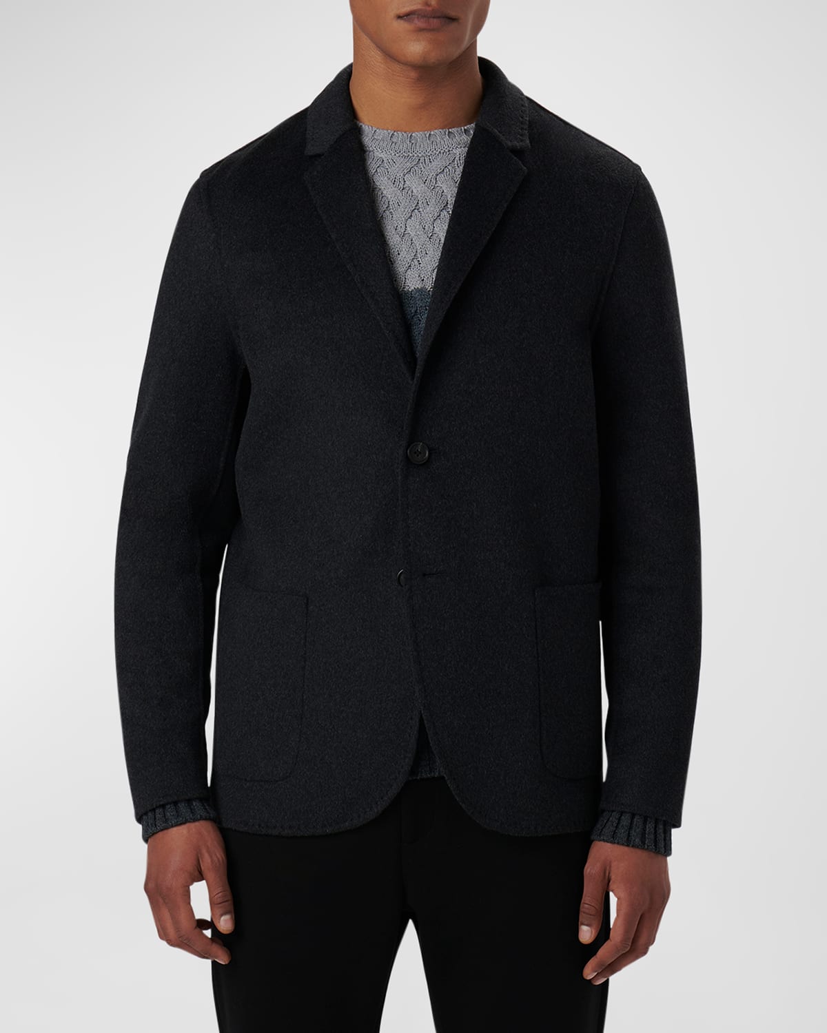 Shop Bugatchi Men's Double-knit Two-button Blazer In Anthracite