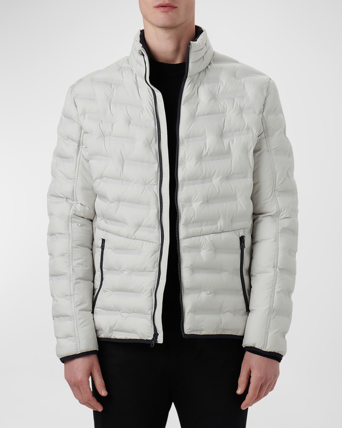 Shop Bugatchi Men's Nylon Quilted Bomber Jacket In Stone