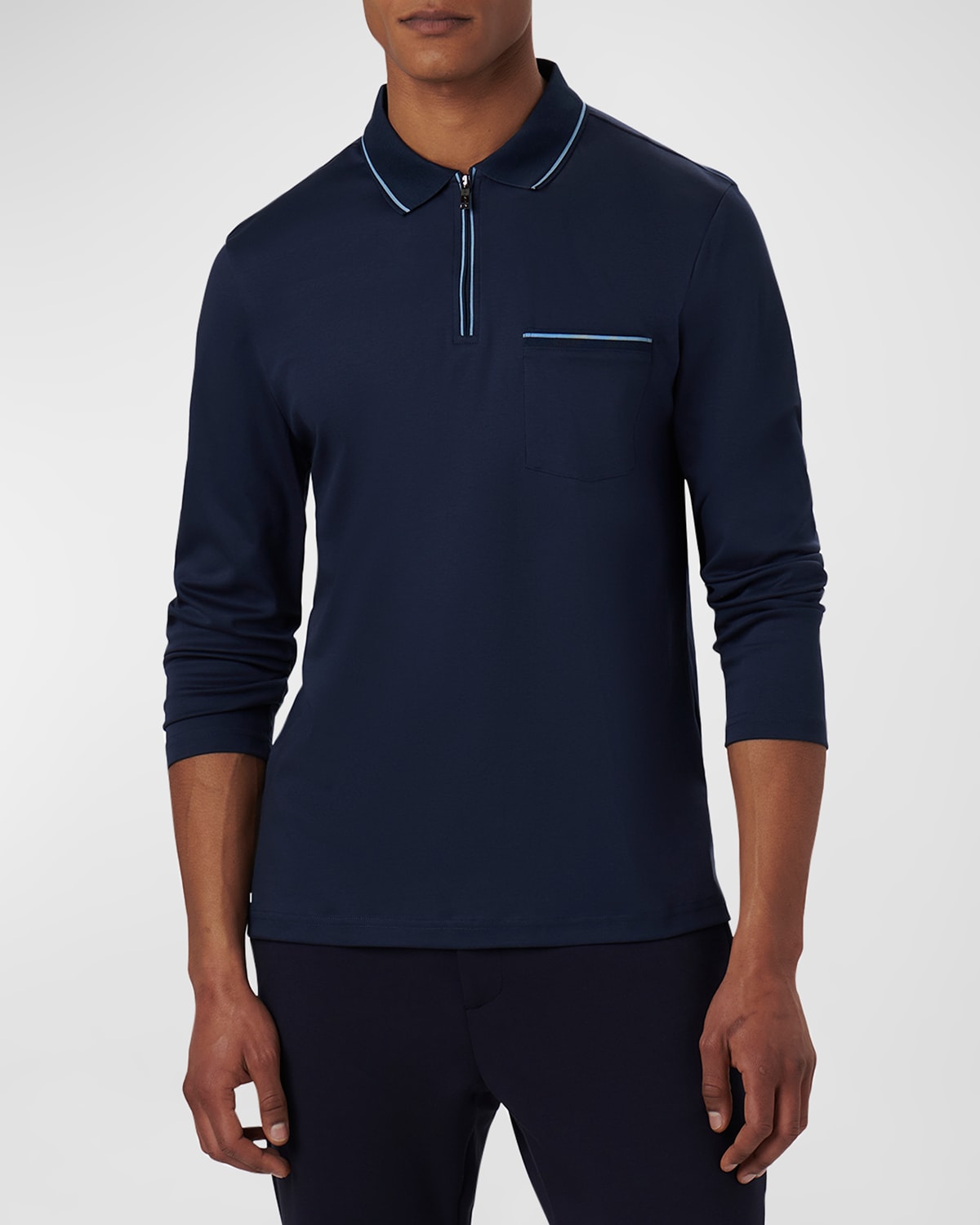 Shop Bugatchi Men's Cotton Quarter-zip Polo Shirt In Navy