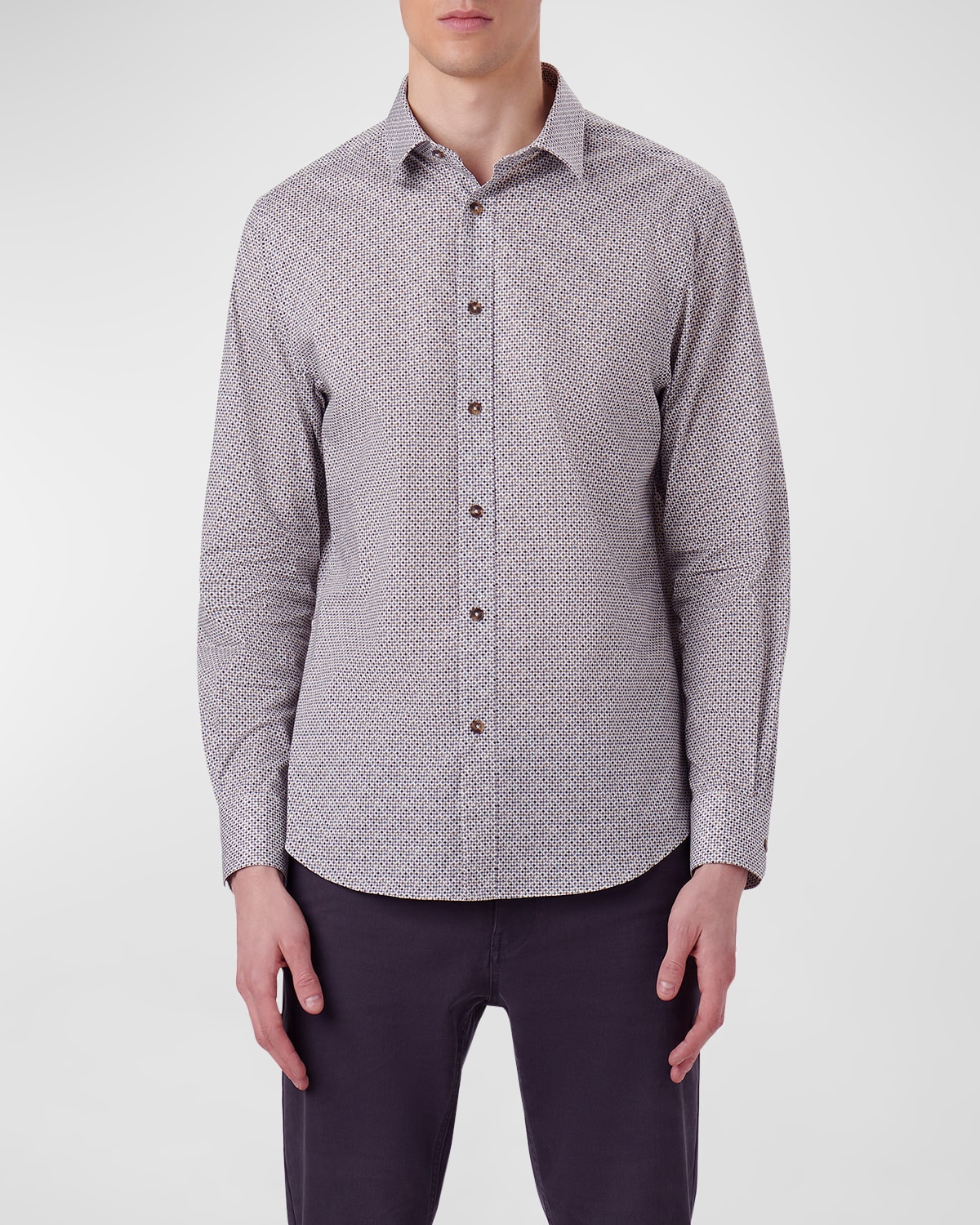 Shop Bugatchi Men's Julian Micro-geometric Sport Shirt In Willow