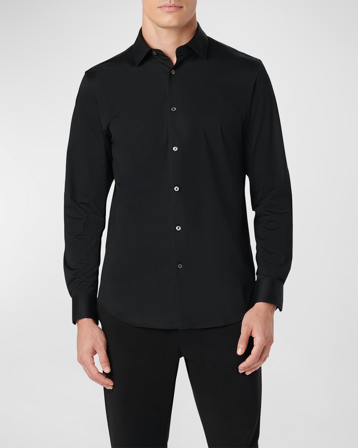 Shop Bugatchi Men's James Solid Ooohcotton Sport Shirt In Black