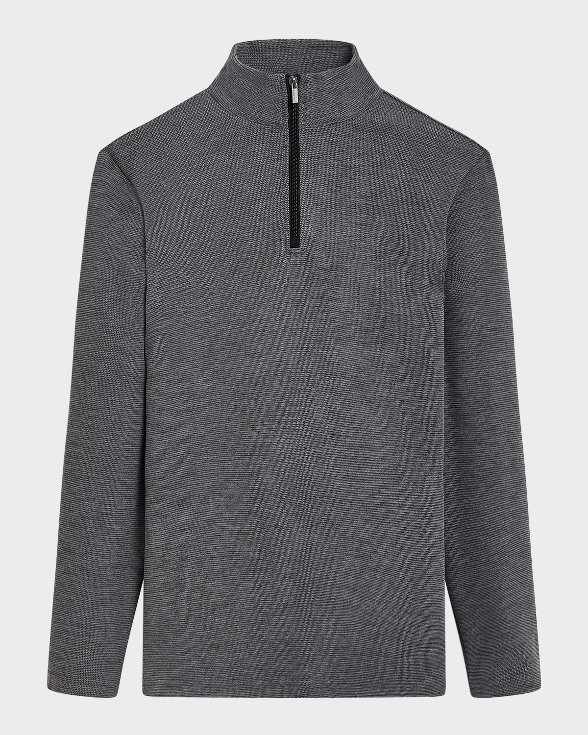 Bugatchi Men's Quarter-zip Sweater With Back Pocket In Anthracite