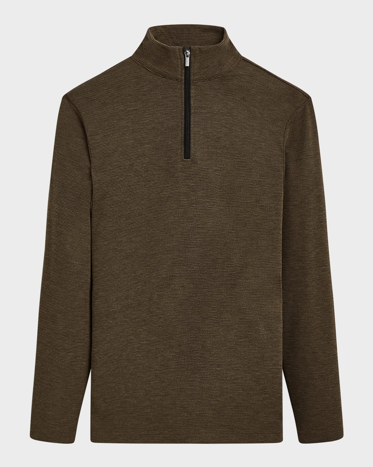 Bugatchi Quarter Zip Pullover In Khaki