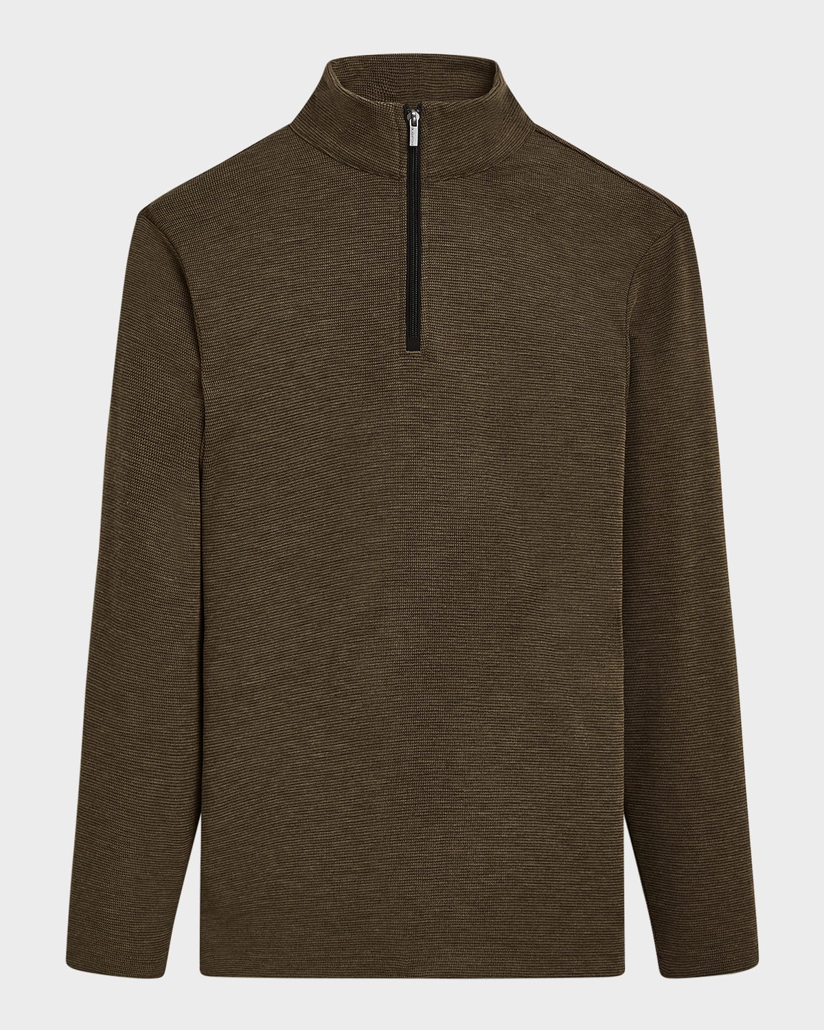 Shop Bugatchi Men's Quarter-zip Sweater With Back Pocket In Khaki