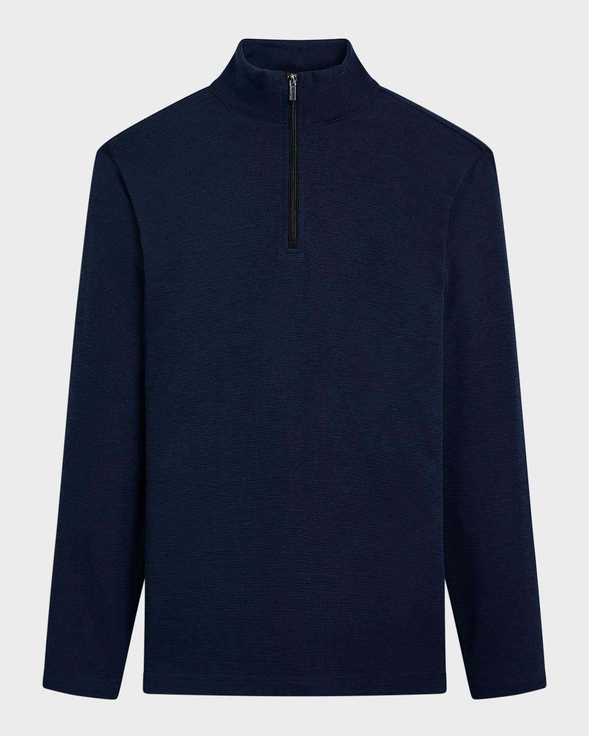 Shop Bugatchi Men's Quarter-zip Sweater With Back Pocket In Navy