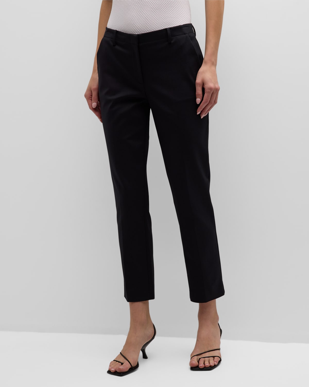 Emporio Armani Cropped Skinny-leg Trousers In Solid Blue