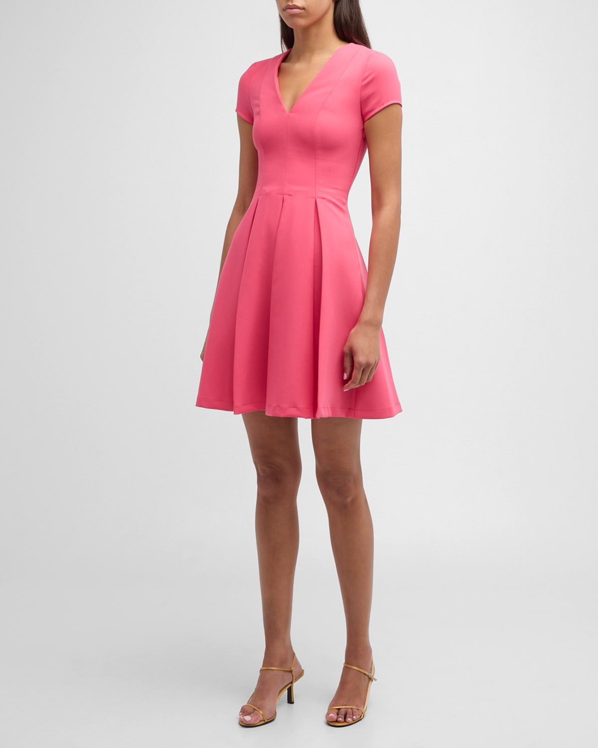 Shop Emporio Armani Emma Pleated Fit-&-flare Mini Dress In Honeysuckle