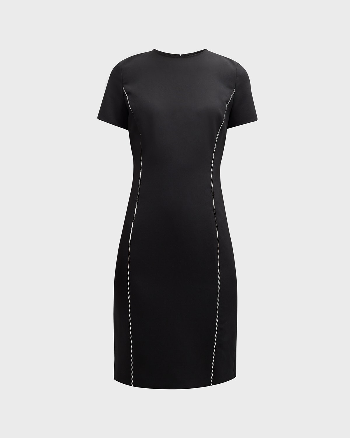 Emporio Armani Embellished Short-sleeve Techno Cady Midi Dress In Black