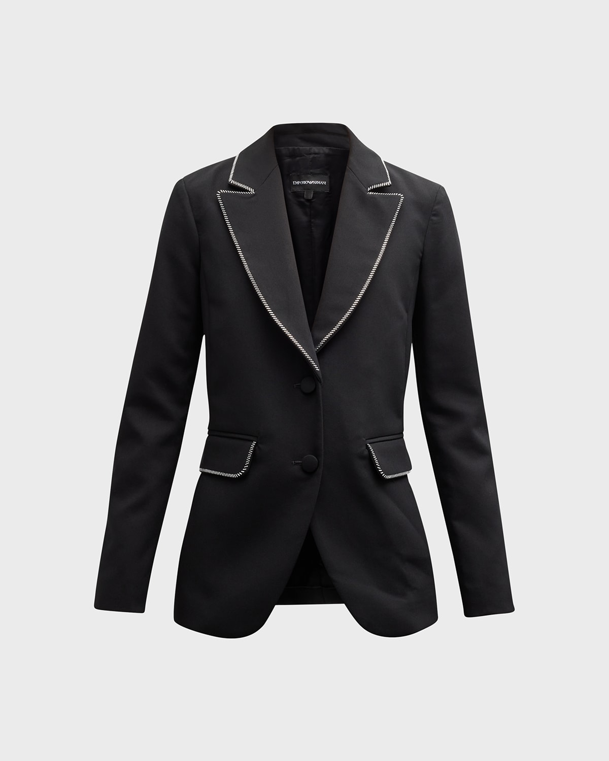 Shop Emporio Armani Single-breasted Embellished Cady Blazer In Black