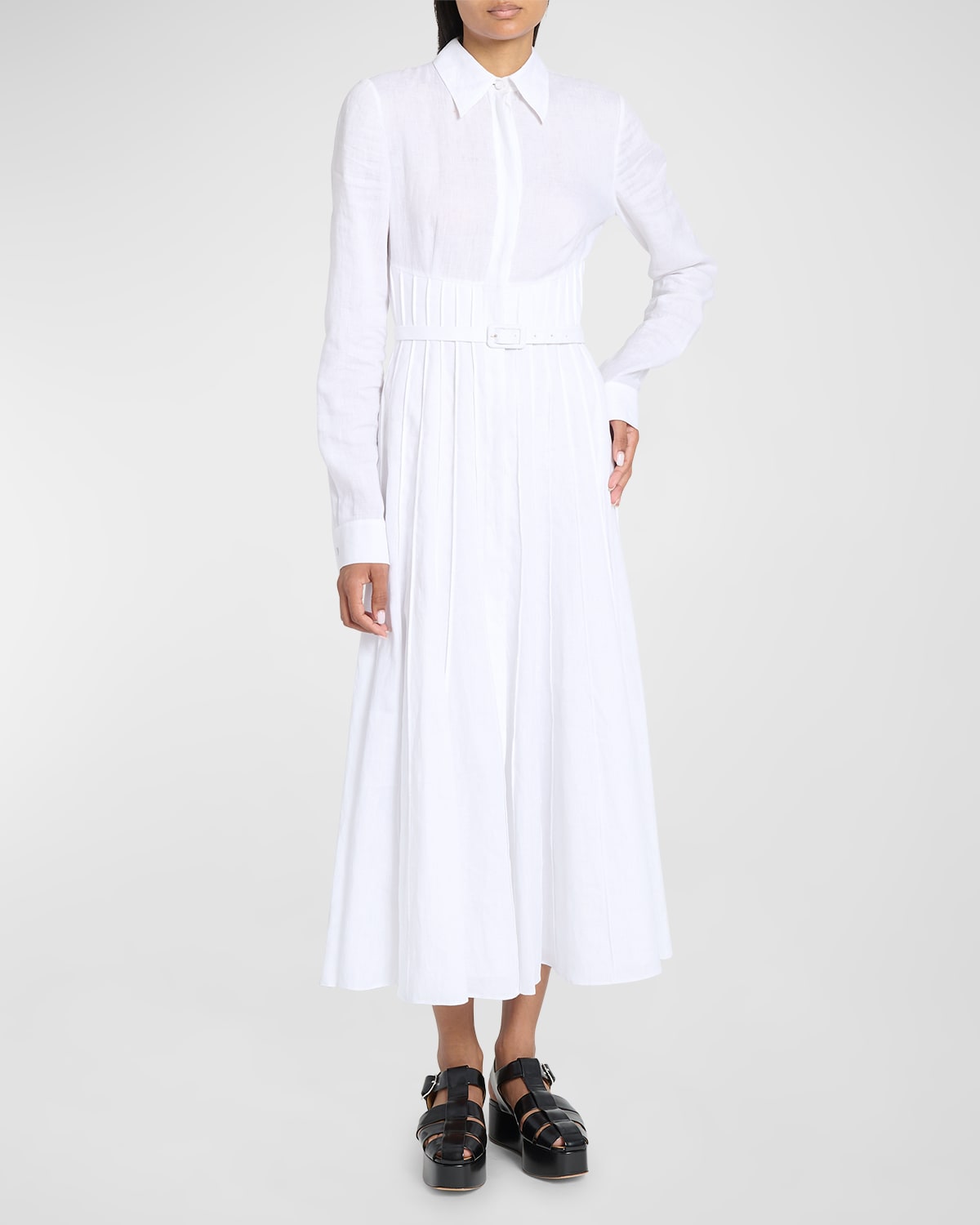 Gabriela Hearst Breton Shirtdress With Slip In Ivory Aloe Linen In White