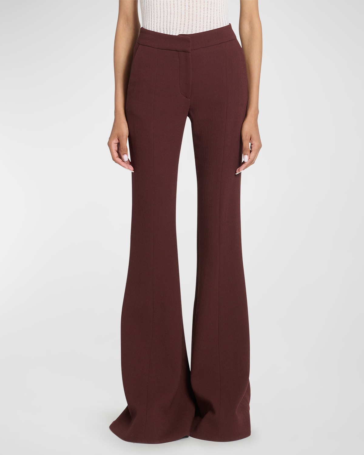 Gabriela Hearst Desmond High-rise Paneled Flared Crepe Pants In Deep Bordeaux