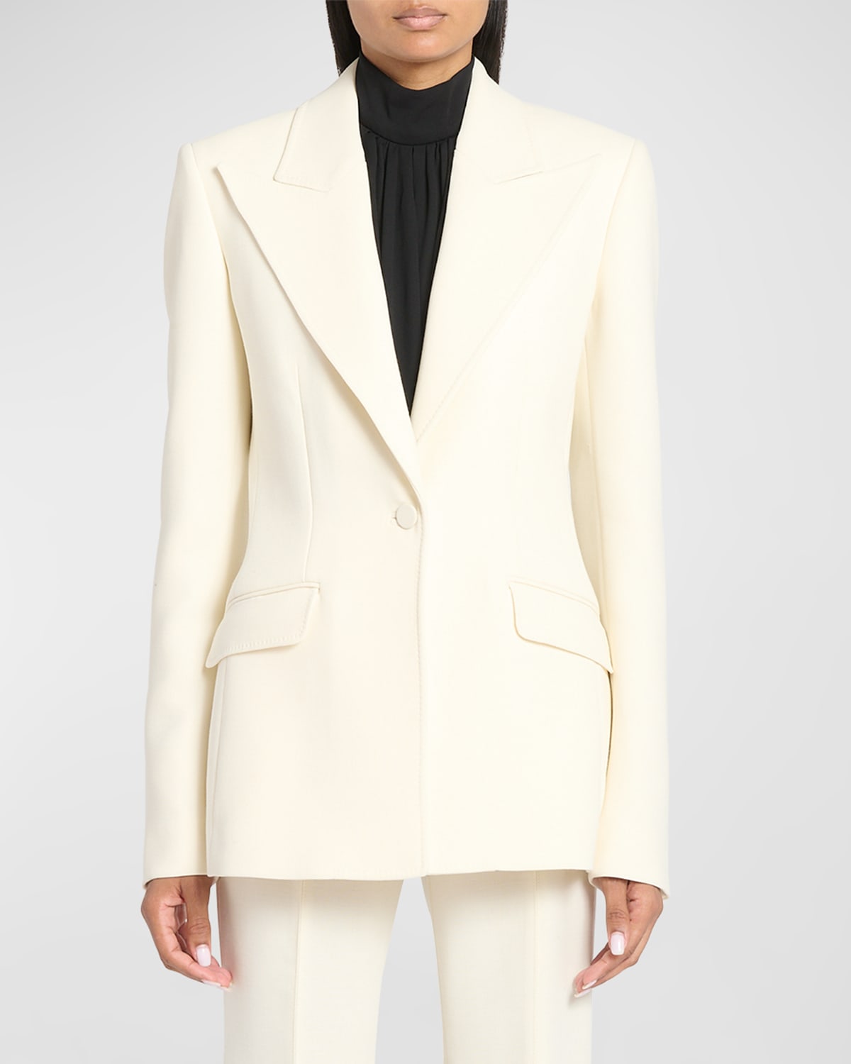 Shop Gabriela Hearst Leiva Wool Blazer Jacket In Ivory