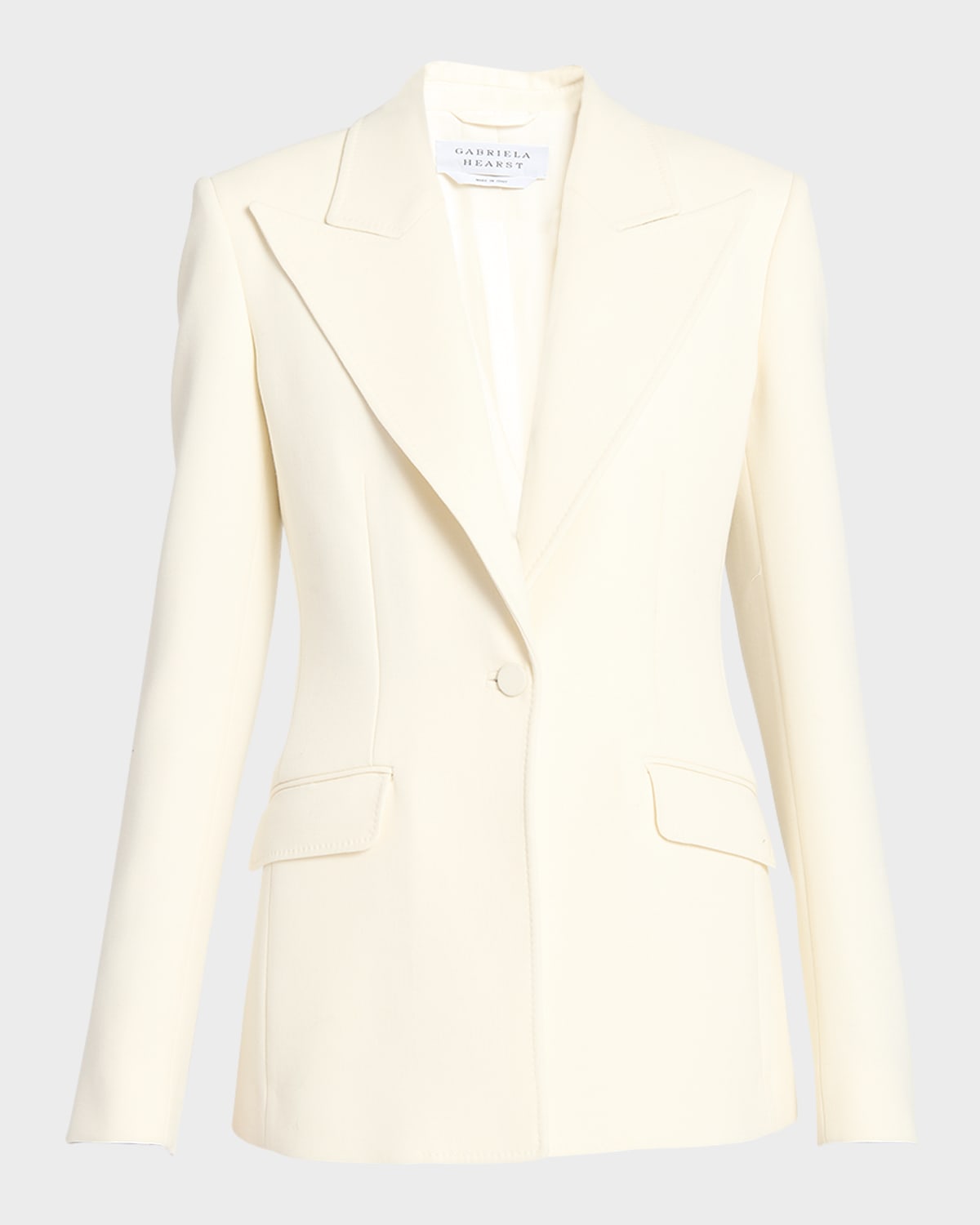 Shop Gabriela Hearst Leiva Wool Blazer Jacket In Ivory