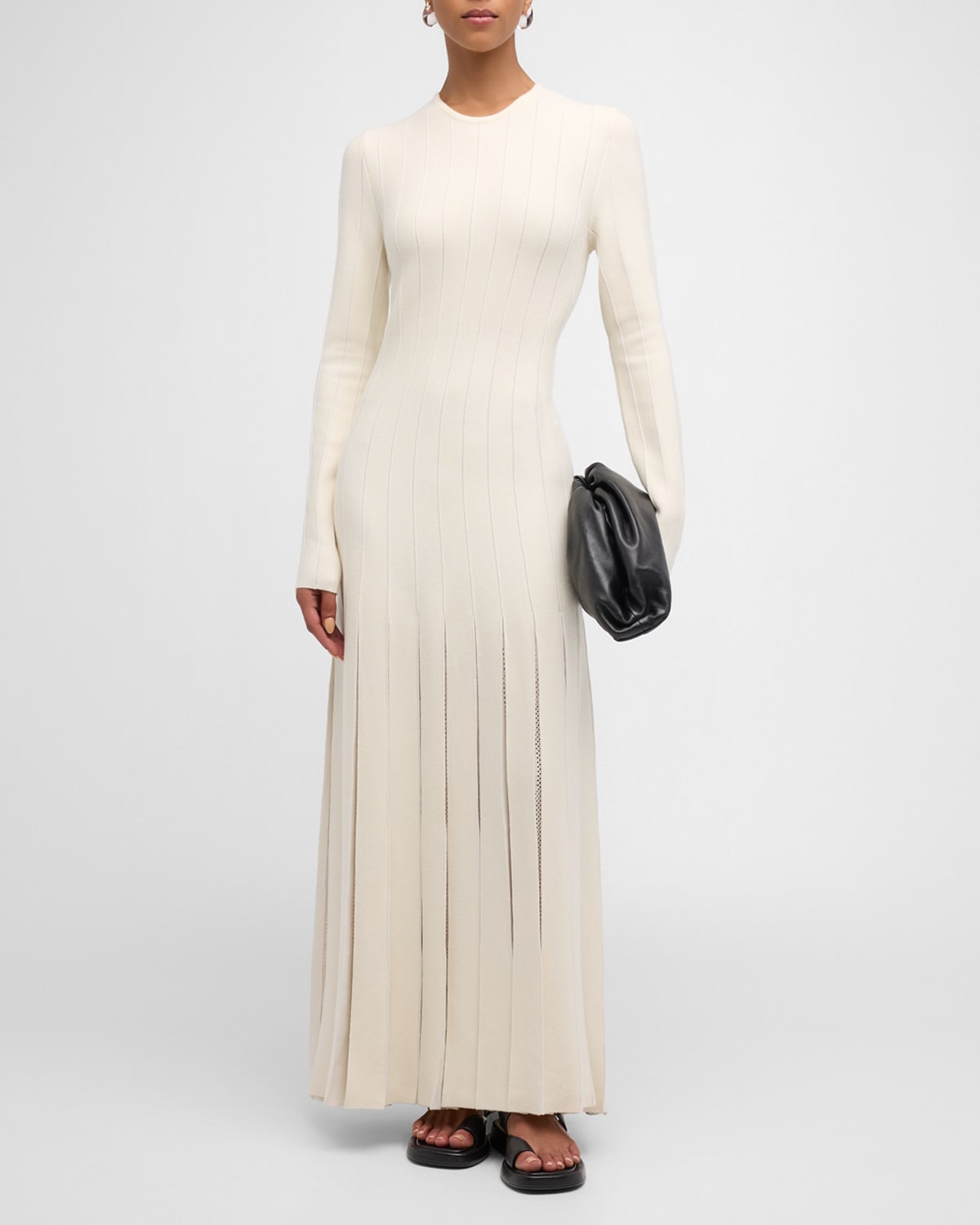 Shop Gabriela Hearst Walsh Pleated Wool Maxi Dress In Ivory