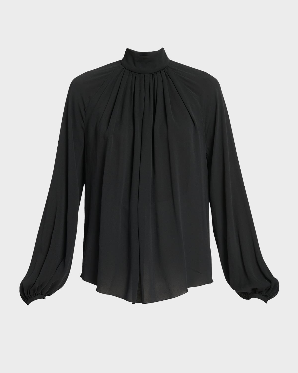 Gabriela Hearst Kiian Gathered Mock-neck Long-sleeve Top In Black