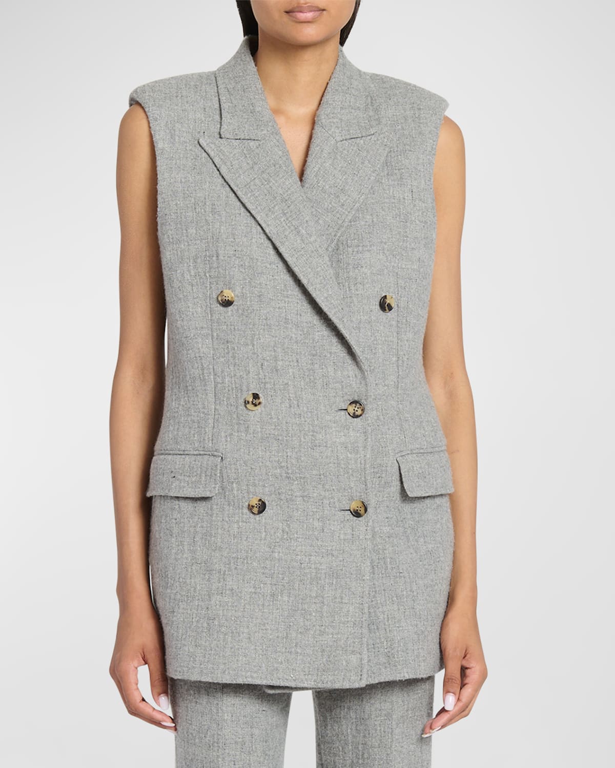 Gabriela Hearst Mayte Cashmere-blend Blazer Waistcoat In Light Grey Melang