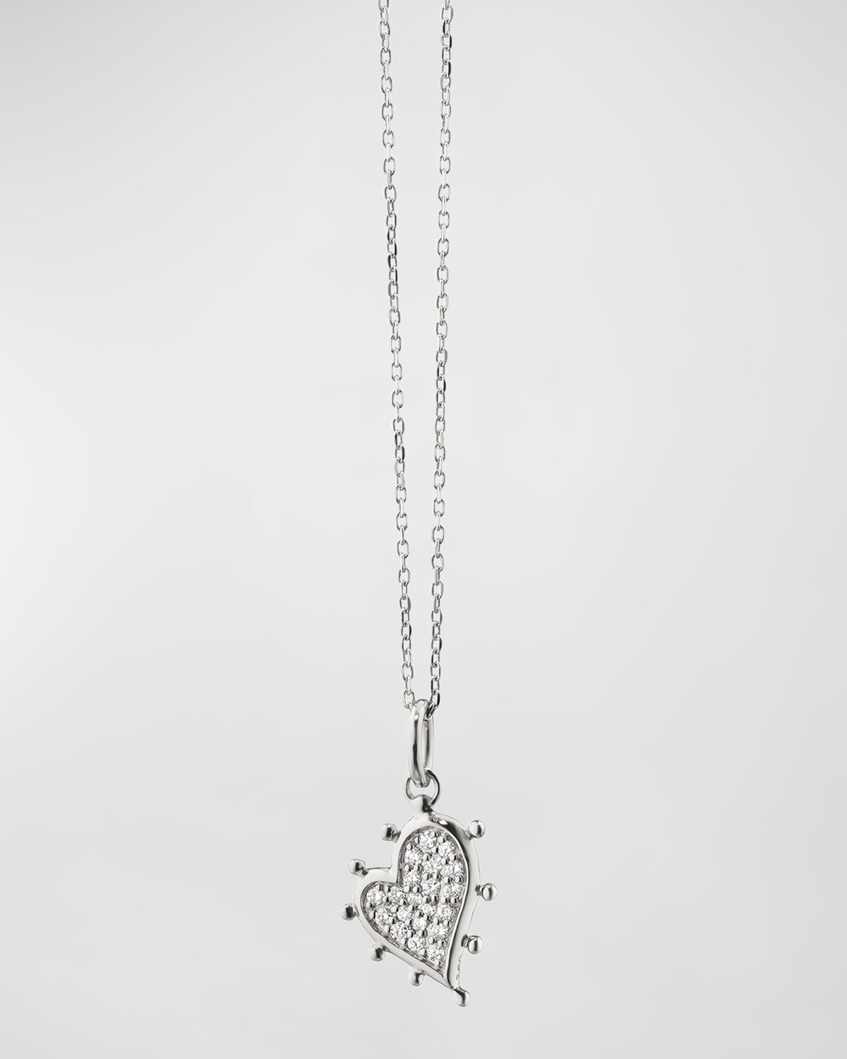Monica Rich Kosann Sterling Silver Petite Pavé White Sapphire Heart Necklace