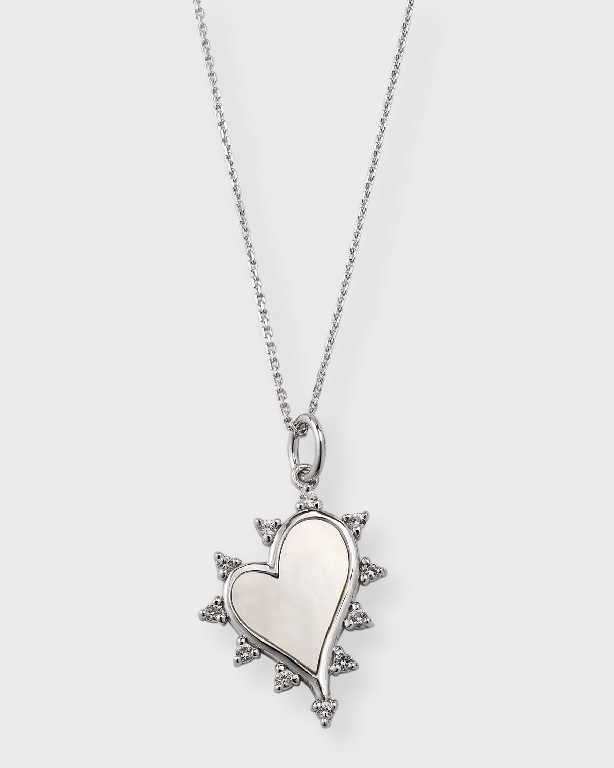 Monica Rich Kosann Sterling Silver Mother Of Pearl Heart Necklace In Metallic