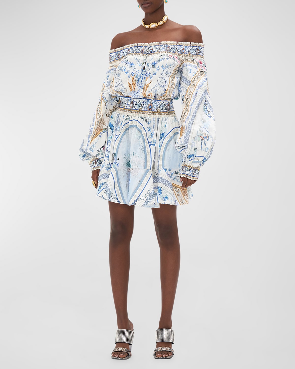 Camilla Season Of The Siren Off-shoulder Mini Dress In Season Of The Sir