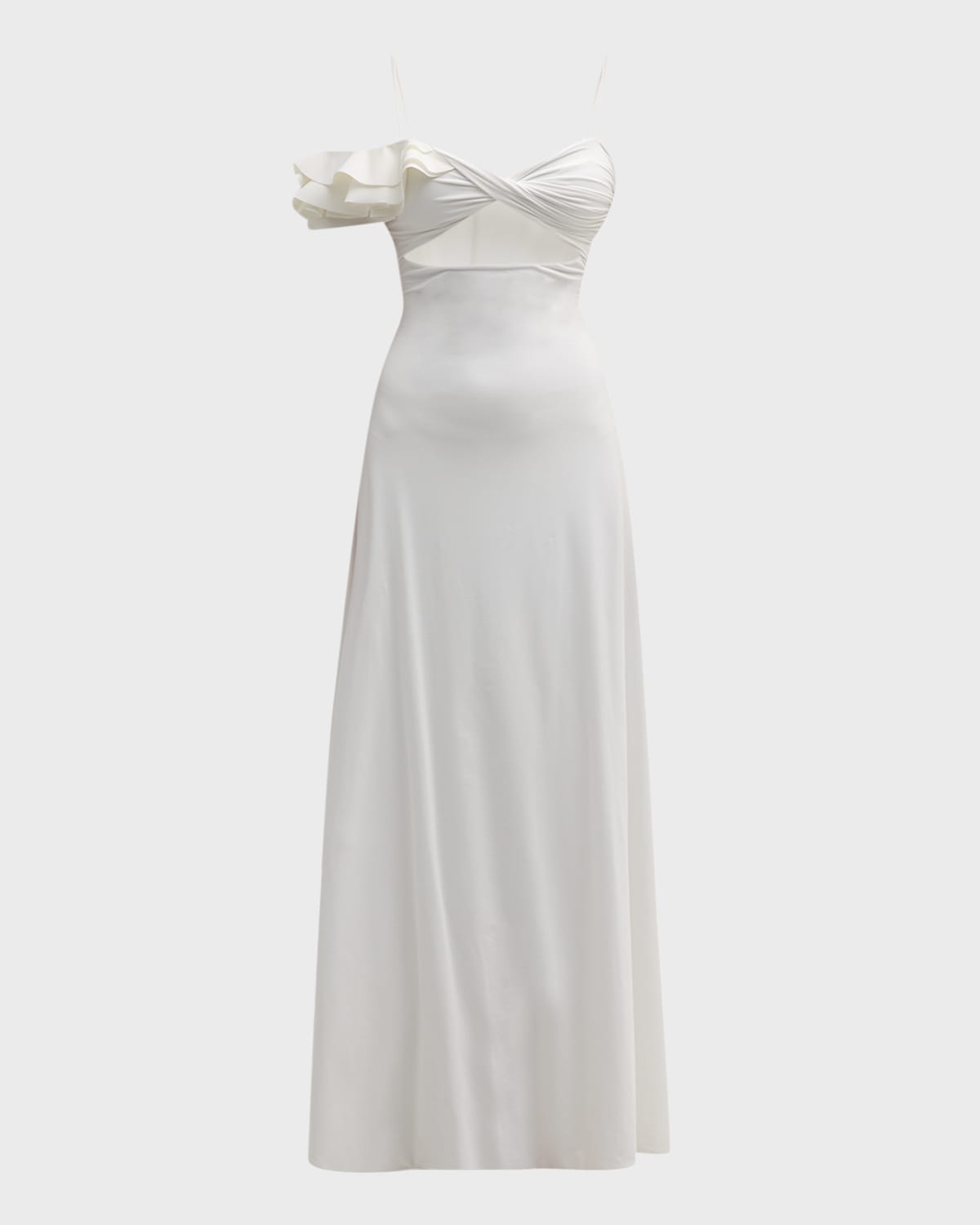 Cavalieri Ruffle-Shoulder Maxi Dress