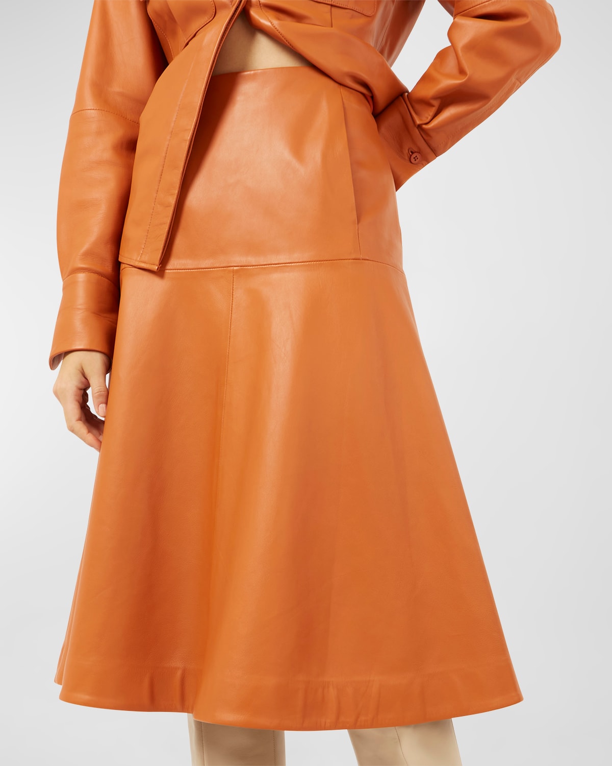 Shop Equipment Alexa A-line Leather Midi Skirt In Autumnal