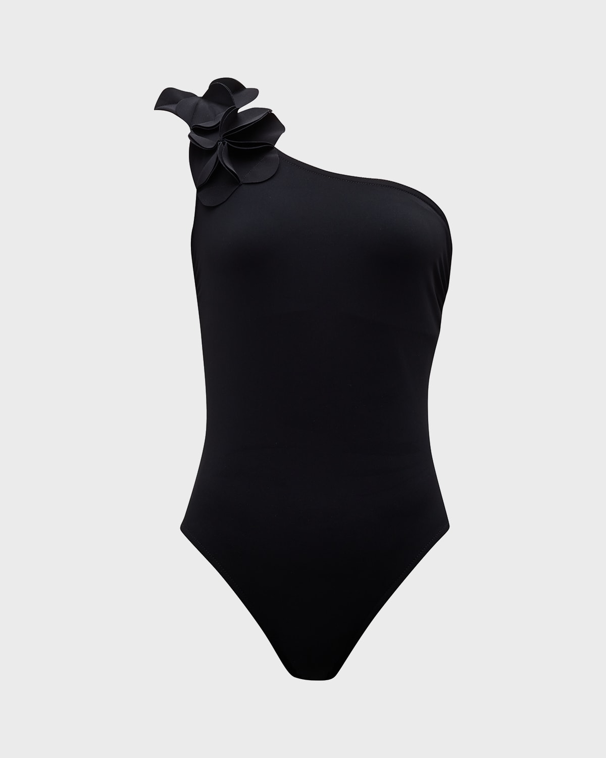 Karla Colletto Tess One Shoulder One Piece With Shelf Bra Black In Black