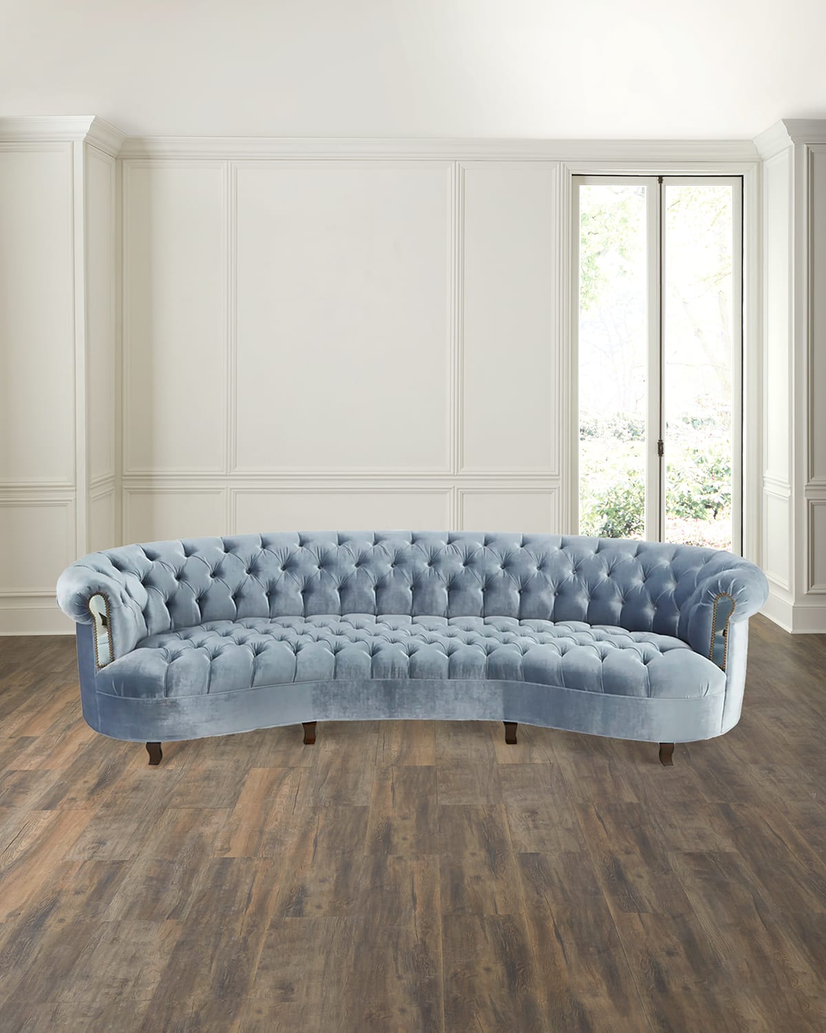 Haute House Rebecca Mirrored Tufted Sofa - 86" In Blue