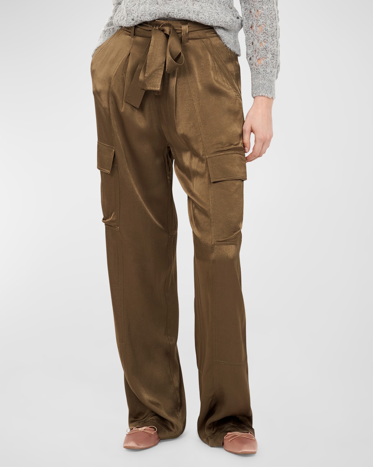 Joie Emerald High-rise Straight-leg Cargo Pants In Dark Olive