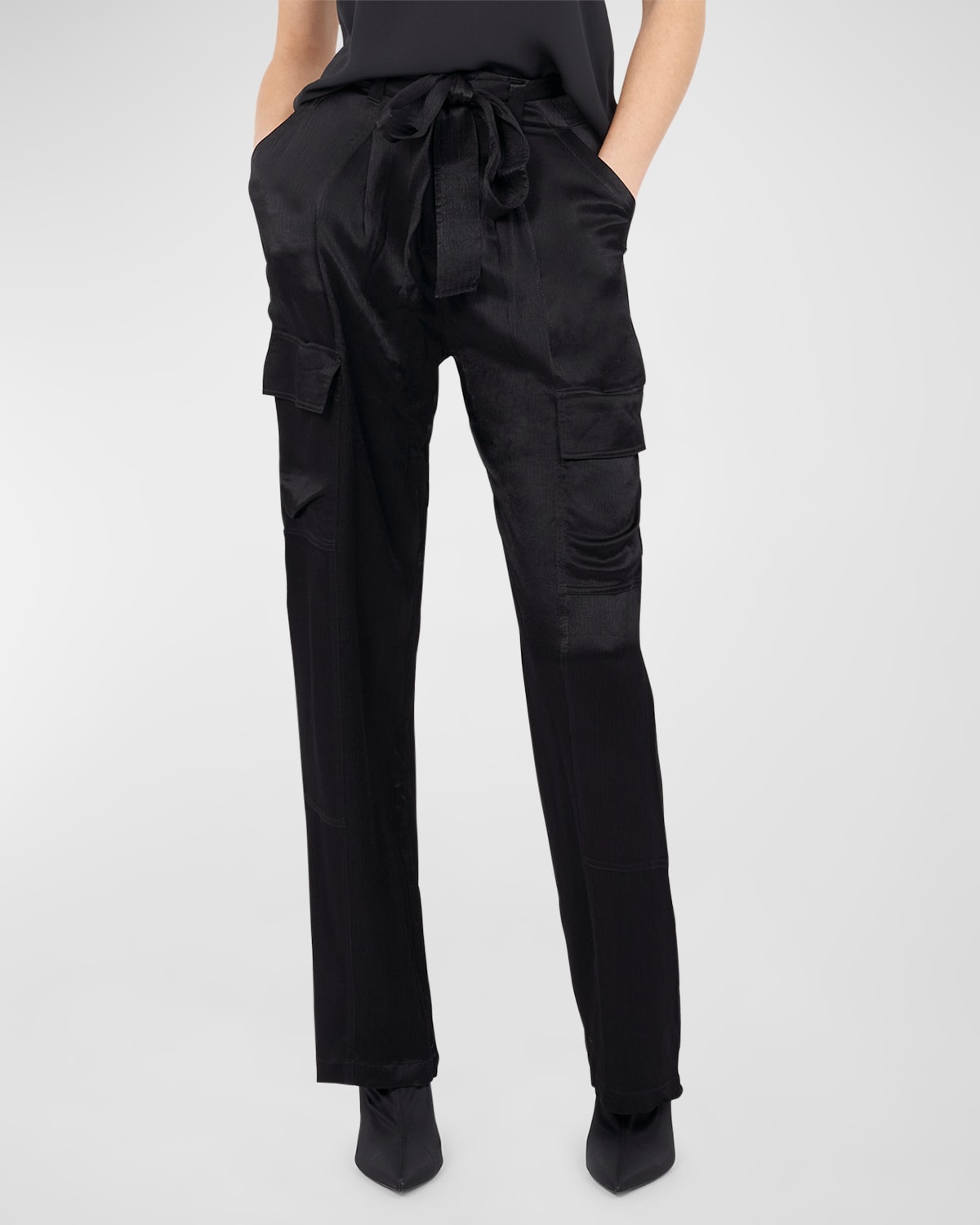 Joie Emerald High-rise Straight-leg Cargo Trousers In Caviar