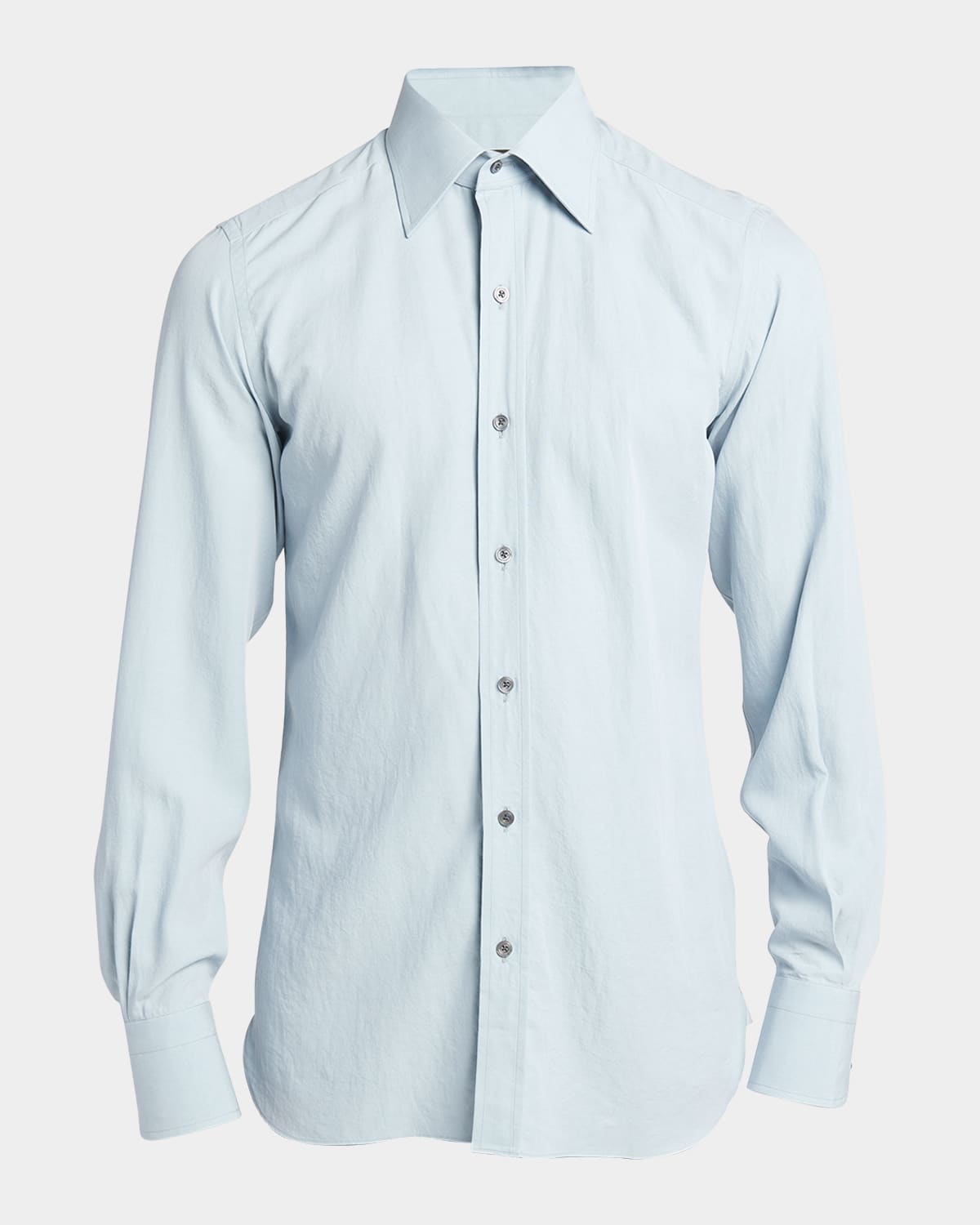 Tom Ford Men's Lyocell And Silk Slim-fit Sport Shirt In Silver Blu