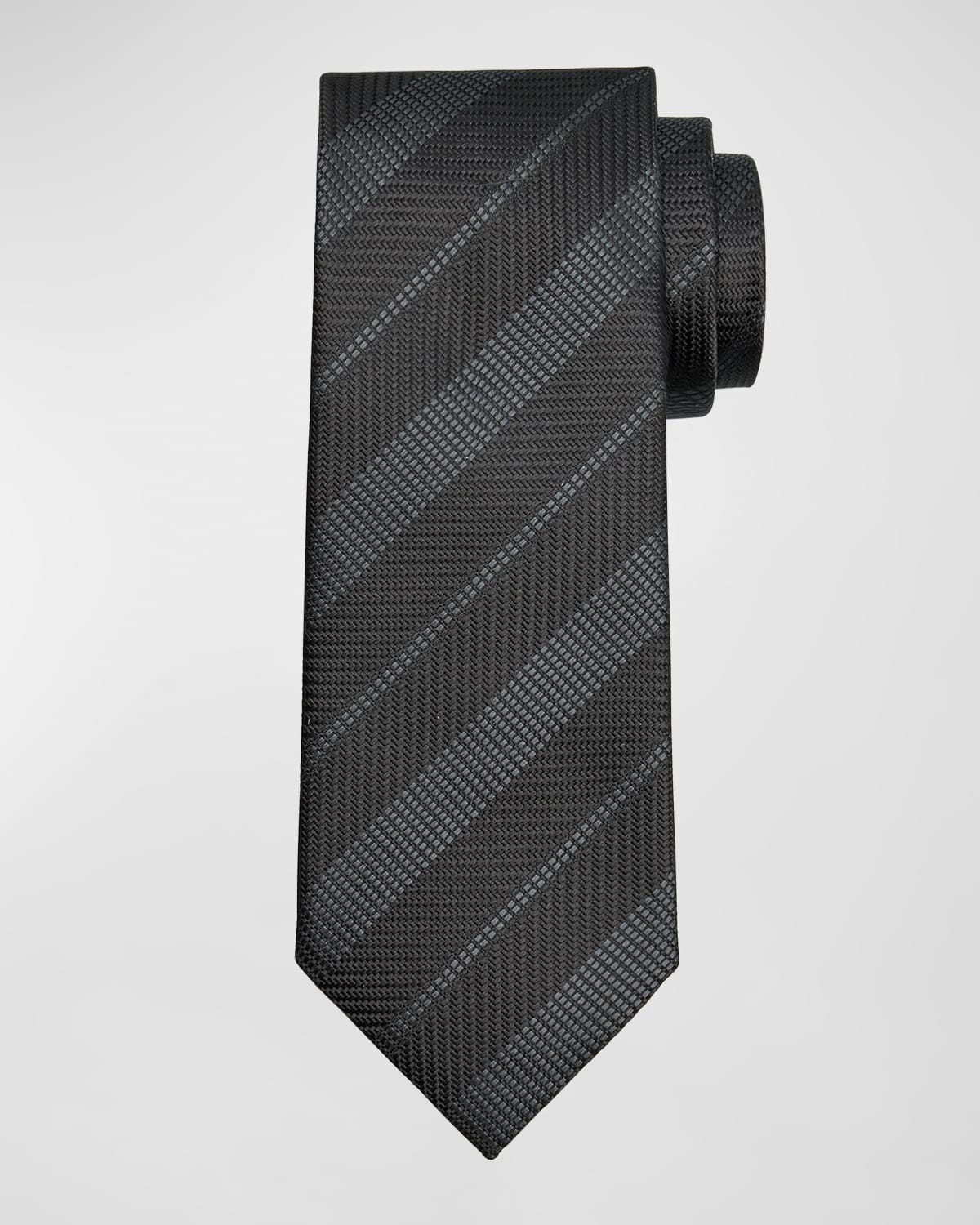 Tom Ford Men's Silk Jacquard Stripe Tie In Black