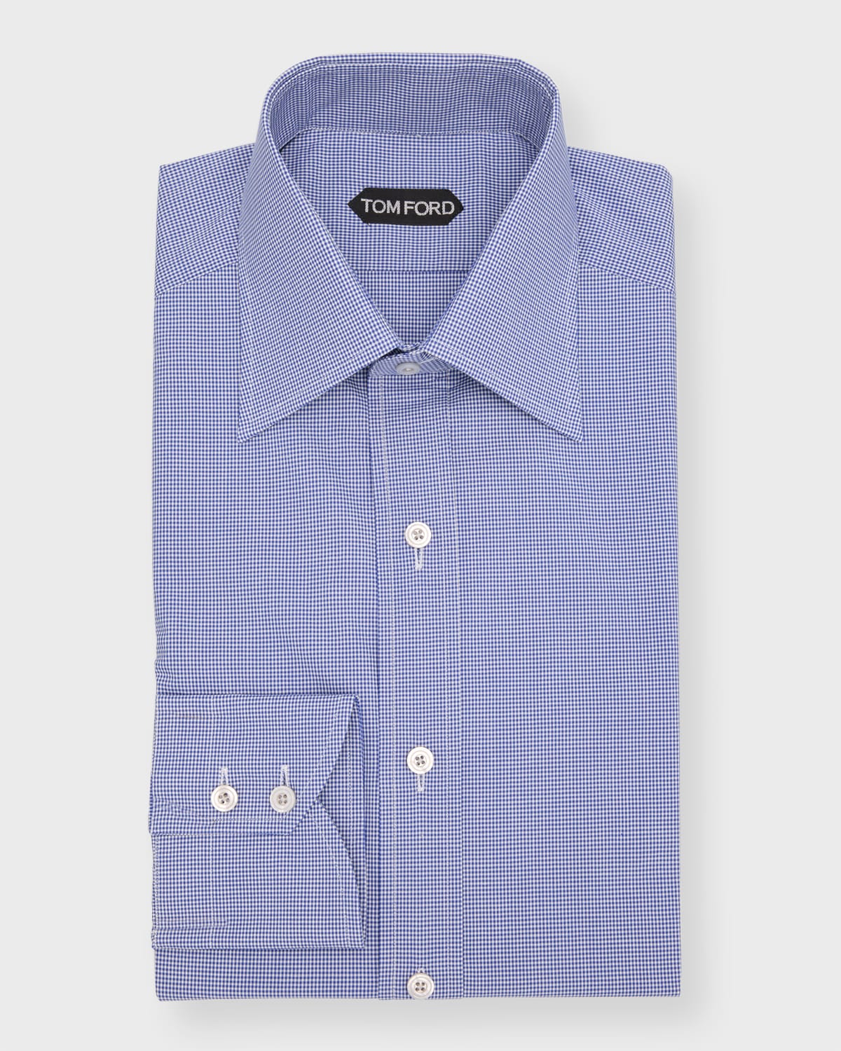 Tom Ford Men's Cotton Micro-gingham Check Sport Shirt In Navy