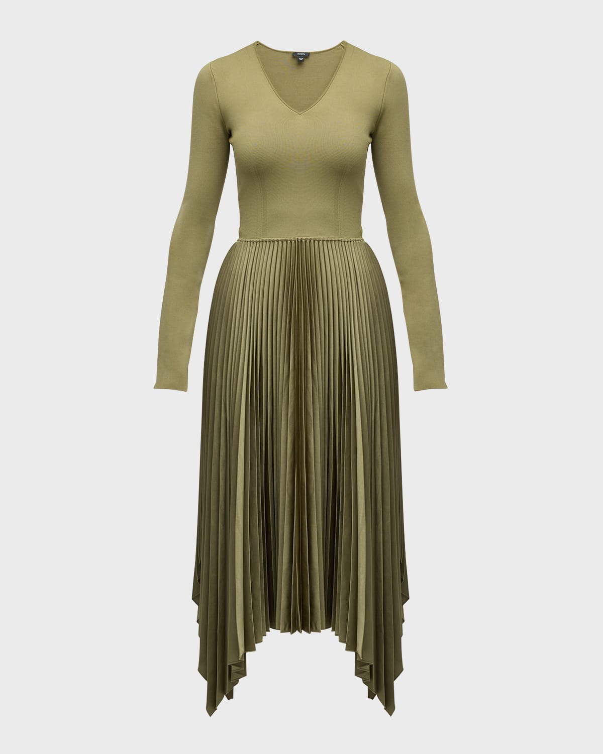 Shop Joseph Dubois Pleated Handkerchief Midi Dress In Dark Olive