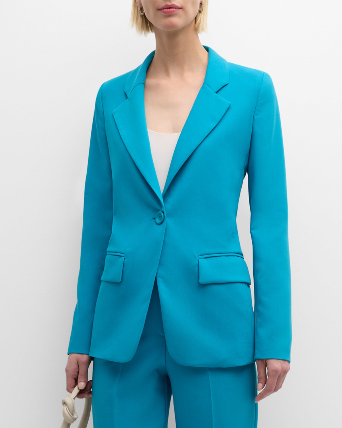 Emporio Armani Tailored Single-button Blazer In Turquoise