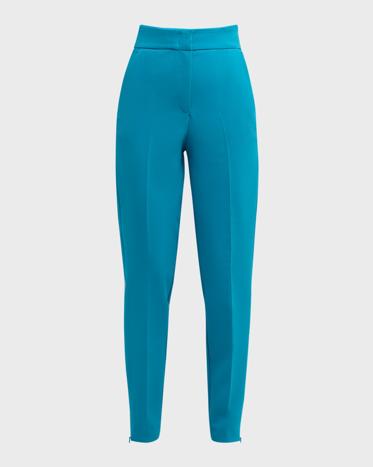 Emporio Armani High-rise Tapered Trousers In Turquoise