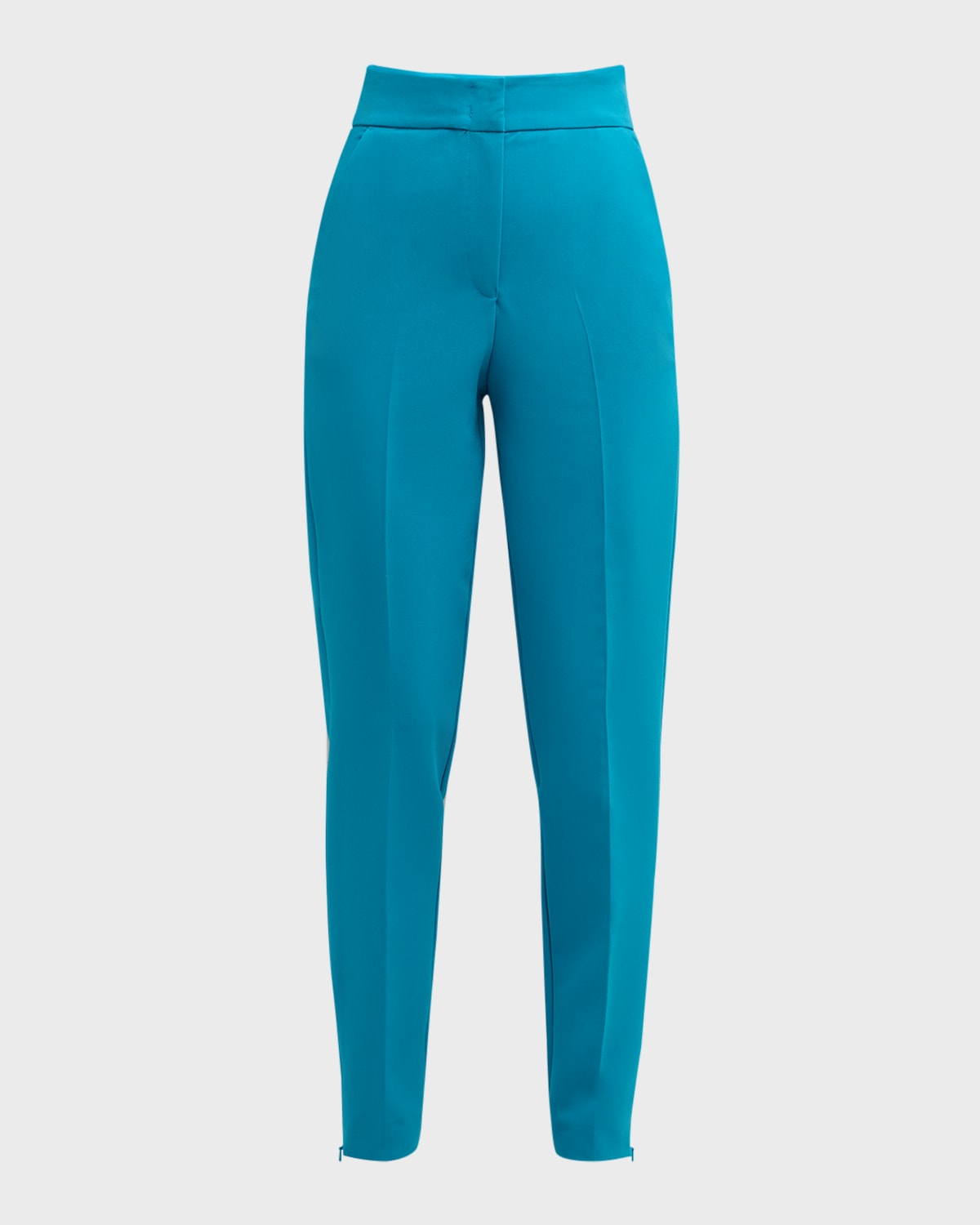 Shop Emporio Armani High-rise Tapered Trousers In Turquoise