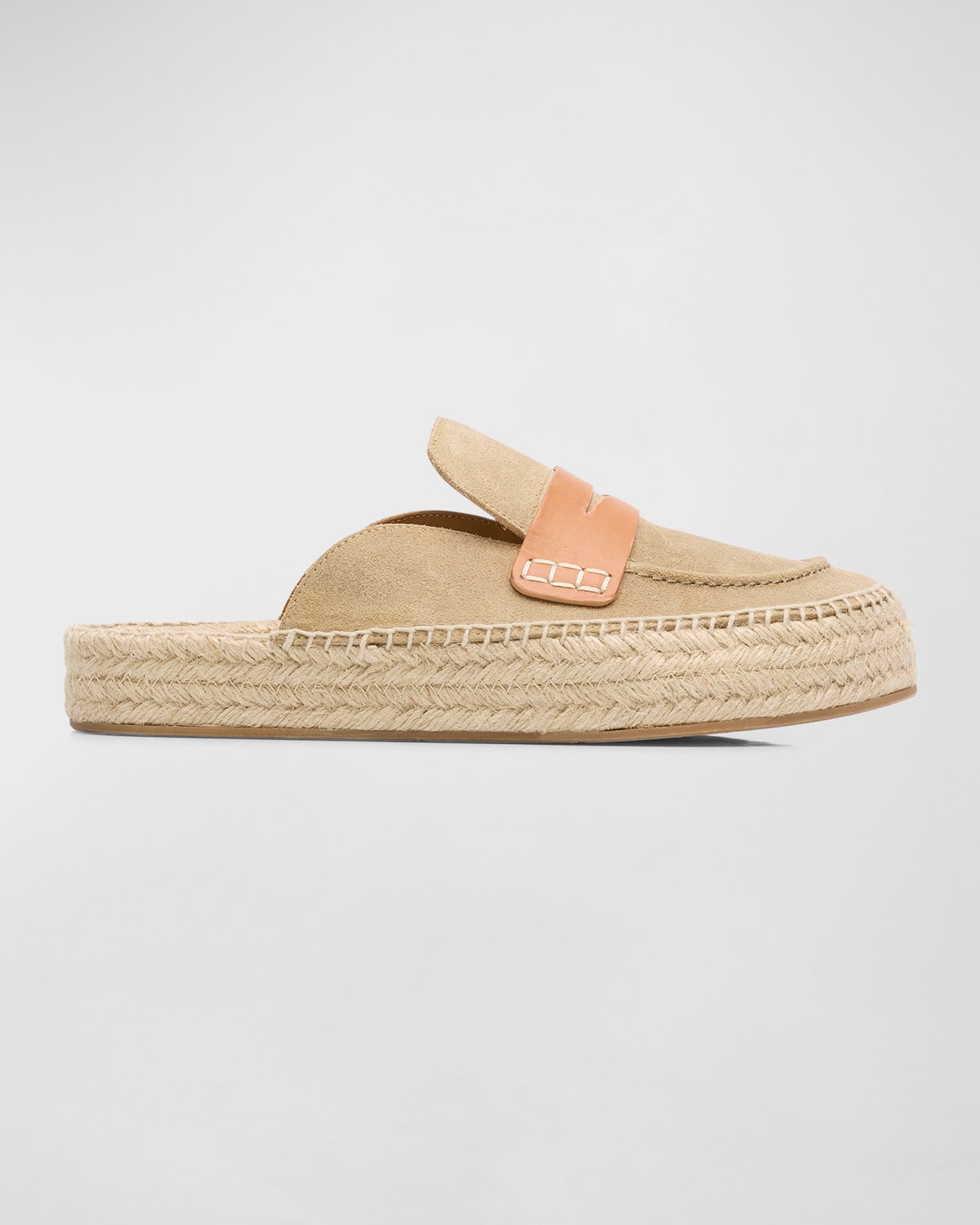 Jw Anderson Suede Espadrille Loafer Mules In Medium Beige