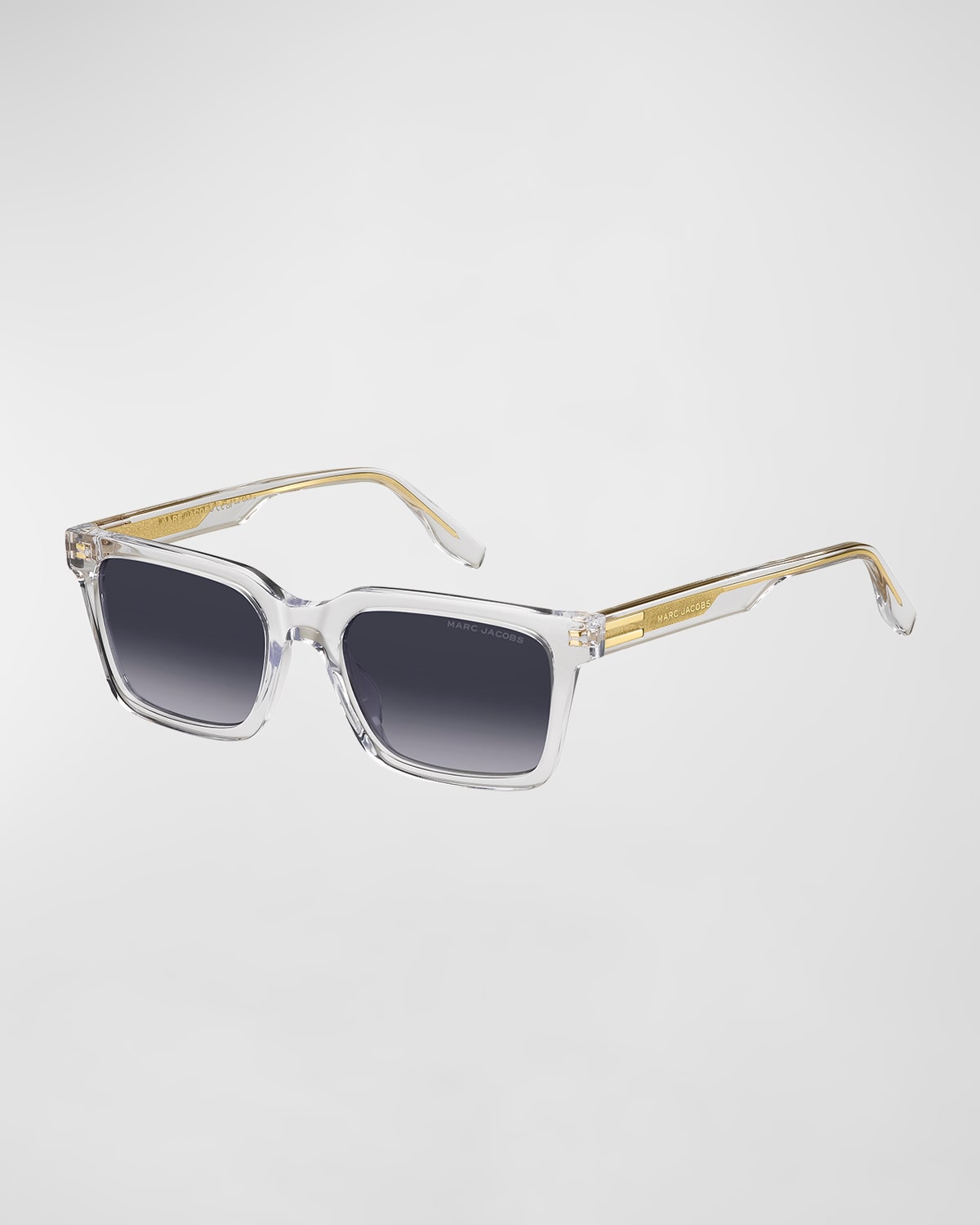 Shop Marc Jacobs Transparent Acetate Rectangle Sunglasses In Crystal