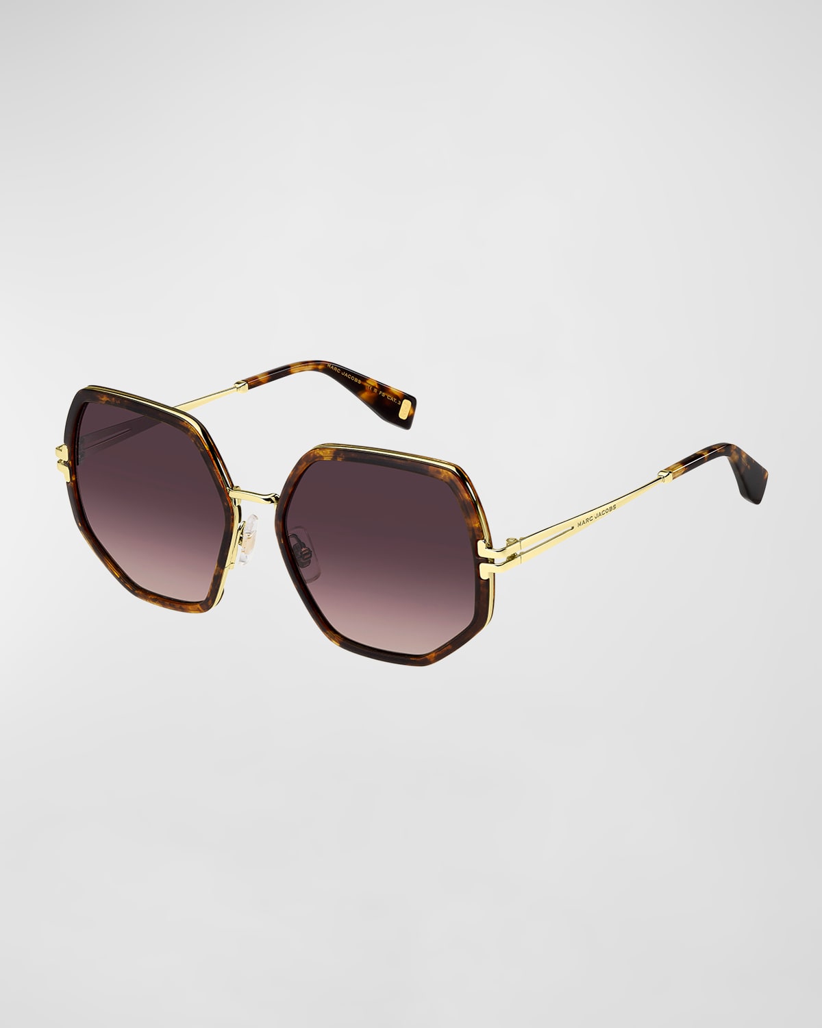 Shop Marc Jacobs Geometric Metal & Acetate Square Sunglasses In Hvna Gold