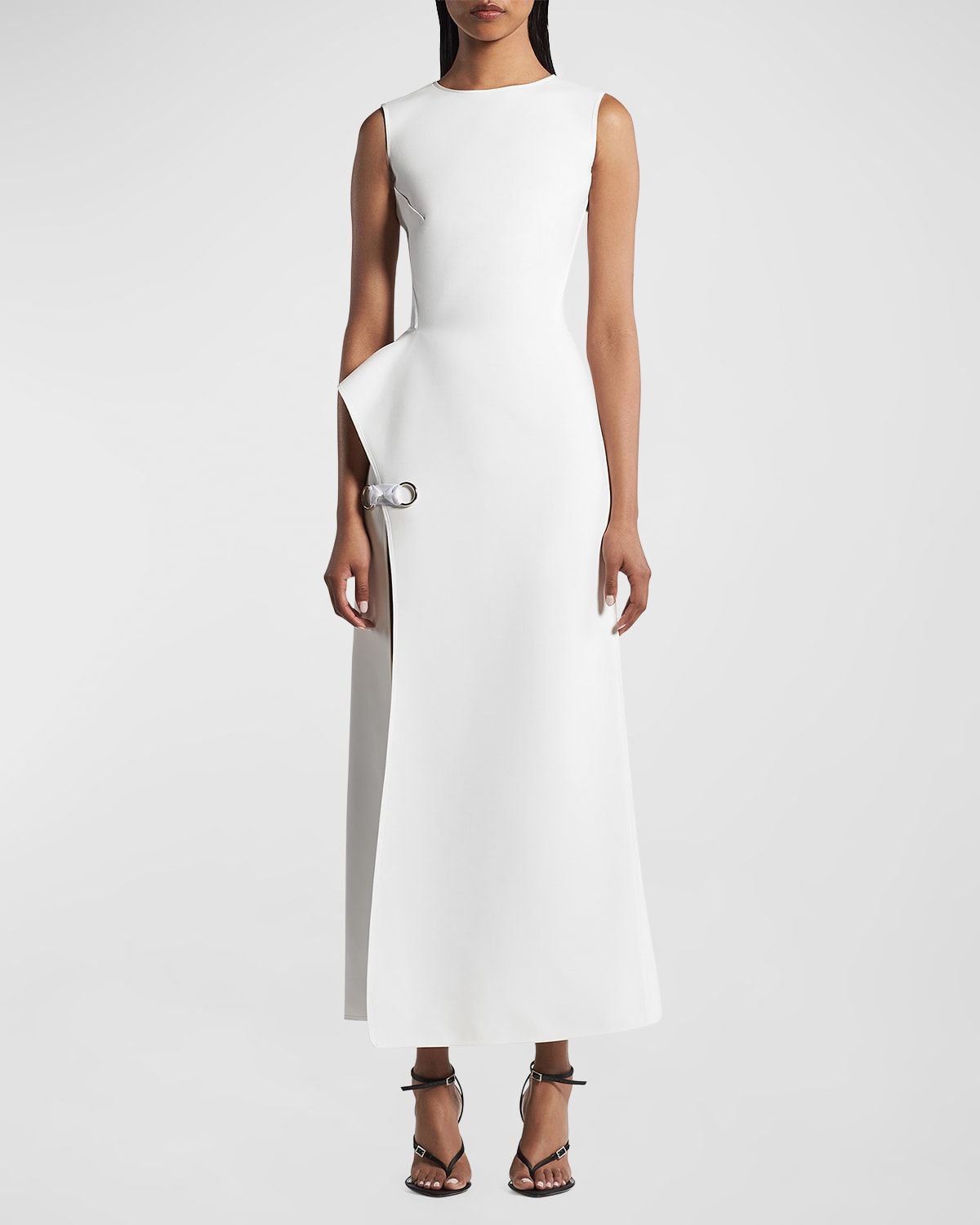 Maticevski Mannerism Structured Thigh-slit Sleeveless Ankle Dress In White