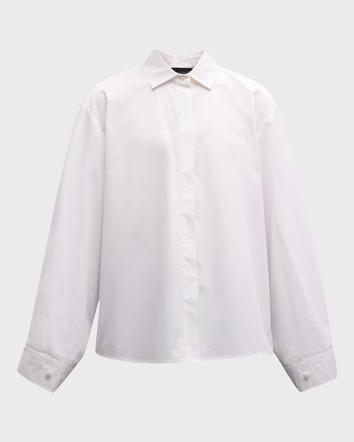 Shop Emporio Armani Oversized Button-down Cotton Poplin Blouse In White