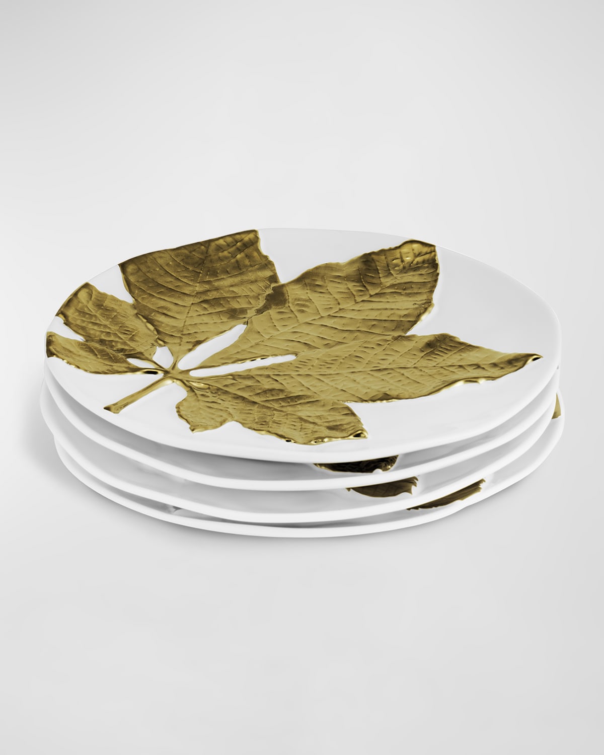 Michael Aram Harvest Chestnut Leaf 4-piece Salad Plate Set